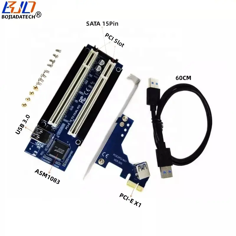 PCIe PCI-E 1X 2 x PCI Hub yuvası genişletme yükseltici adaptör kartı ses/vergi kontrol/yakalama/Ses/seri ve paralel kartları