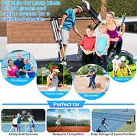 Chariot pliable portable en métal pour balles de tennis, pickleball et baseball, en tissu Oxford 600D, avec rotation à 360° °   Roues en PU