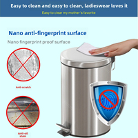 Poubelle ronde en acier inoxydable pour la maison, la cuisine, le salon, les toilettes, l'hôtel, poubelle silencieuse à commande au pied, bac à déchets