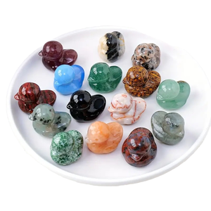 Figura de Pato de Cristal Natural Hecha a Mano, Tallada y Grabada, Artesanía para Decoración del Hogar, Gema Animal Única, Elegante, Hola Irregular - Product Image 1