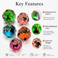 Dés à jouer DND en résine liquide à cœur lumineux, à facettes, orange chat, scintillants, écologiques, faits à la main, 1 pièce, dés polyédriques à bords tranchants, artisanaux