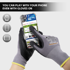 Xingyu Werkhandschoenen Met <span class=keywords><strong>Grip</strong></span> Touchscreen Naadloze Gebreide Nylon Microfoam Nitril Gecoat Mannen Vrouwen Veiligheid Magazijn Veiligheidshandschoenen - Product Image 2