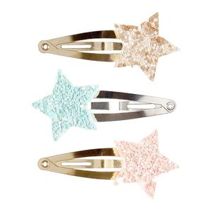 3 pièces en gros, pinces à cheveux en tissu brillant pailleté, cœur coloré, étoile, pinces à cheveux à pression BB pour enfants, filles, fête - Product Image 1