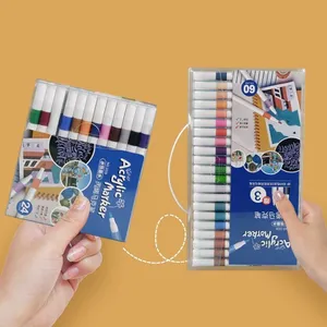 Marcadores Acrílicos de 12/24/36/48/60 Colores, Rotuladores de Pintura para Cerámica, Piedra, Tazas, Vidrio, Tela, Ropa, Zapatos, Rotulador de Dibujo, Rotulador de Acuarela - Product Image 5