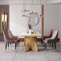 Ensemble table et chaises de salle à manger multifonctionnel en acier inoxydable, style italien minimaliste moderne, luxe léger, pour 4/6 personnes, petite pièce