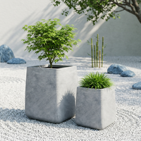 Ensemble de jardinières carrées coniques en GFRC, gris ciment clair, pot de fleurs en béton marbré, résistant aux intempéries pour jardin, hôtel, aménagement paysager