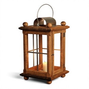 Farol de Madera Hecho a Mano con Paneles de Vidrio e Impresión Personalizable para Cenas a la Luz de las Velas y Decoración de Mesa - Product Image 2