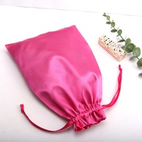 Luxe rose Satin cheveux perruque Bundle stockage cordon sac haut de gamme soie cadeau Lingerie Packng pochette à poussière