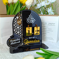 Calendrier de compte à rebours du Ramadan moderne en acrylique doré personnalisé, impression sérigraphique, logo personnalisé, décoration Eid Mubarak, Chine