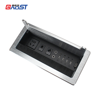 Prise de courant de bureau avec 1 prise standard chinoise, 2 ports réseau, 2 ports microphone, 4 ports USB pour le transfert de données