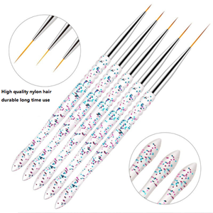 Lot de 5 pinceaux à ongles 5mm 7mm 9mm 11mm 13mm avec manche en plastique rose pailleté, outil de nail art, sac en PVC 35g, pinceau de manucure professionnel - Product Image 1