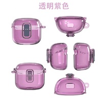 Étui de protection complet en plastique transparent pour écouteurs sans fil JBL Tune Flex avec crochet de transport