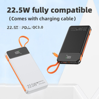 10000mAh Hochleistungs-Powerbank mit LED-Anzeige, 22,5W Schnellladung, Typ-C-Eingang, ABS Li-Polymer, Überlade-Schutz, Inklusive 2 Kabel