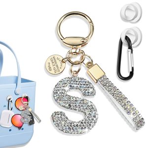 <b>Initial</b> Letter Keychain Accessories for Bogg <b>Bag</b> Bling Sparkly Decorative Letter Charms Key Holder for Bogg Beach Tote <b>Bag</b> - Product Image 6
