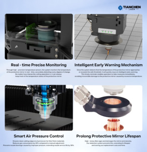 เครื่องตัดเลเซอร์ CNC 6 กิโลวัตต์ แบบไฟเบอร์ พร้อมโต๊ะปิด ฝาปิดแบบดึงออกได้ แท่นวางแบบแบน สำหรับตัดแผ่นโลหะ หัวตัดเลเซอร์แบบหลายหัว - Product Image 4