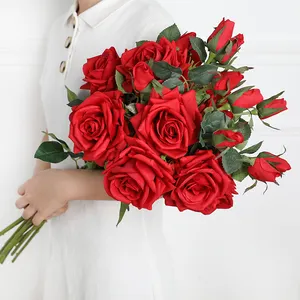 Sa1539-2人造花玫瑰，真正的触摸玫瑰鲜花花束婚礼派对家庭装饰安排