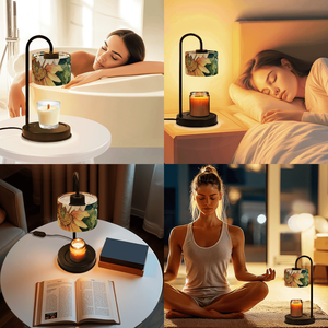 Lampe chauffe-bougie électrique avec abat-jour en lin tournesol, luminosité réglable, pour bougies parfumées, décoration intérieure - Product Image 5