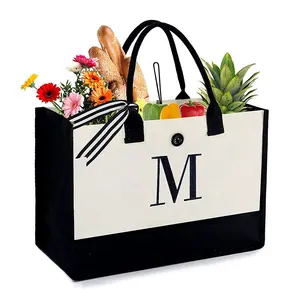 Iniciales bolsa de lona personalizada bordado dama de honor regalo maestro madre cumpleaños Boda monograma gran bolsa de playa