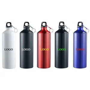 750mL Water Bottles with Carabiner Portable Aluminum Water Bottle