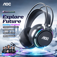 Casque de jeu sans fil AOC ACG2615 Bluetooth 6.0 2.4G à faible latence, écouteurs stéréo supra-auriculaires 60 mm, micro RGB, OEM ODM, vente en gros
