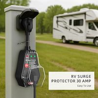 Nouvelle protection contre les surtensions pour camping-car 30A noire, écran en aluminium ABS, étanche IP65, ignifuge, prise électrique, CE ROHS FCC