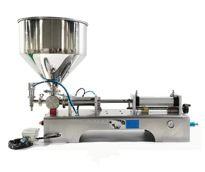 Machine <span class=keywords><strong>de</strong></span> remplissage semi-automatique pneumatique à piston pour liquides épais (50-500 ml) : miel, shampoing, crème, sauce <span class=keywords><strong>tomate</strong></span>, lotion, pommade - Product Image 1