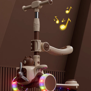 สกู๊ตเตอร์เด็กแบบพับได้พร้อมไฟ ปรับความสูงได้ สำหรับเด็กอายุ 3-6 ปี ดีไซน์รูปเครื่องบิน - Product Image 4