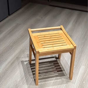 Ruoyi Bamboo Bathroom Stool 38x40x43 Cm Non Slip <b>Shower</b> Seat With Towel <b>Rack</b> <b>Storage</b> Stool - Product Image 5