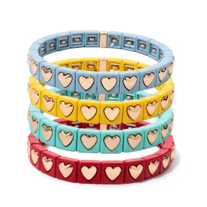 Bracciale Elastico Bohémien con Perline a Cuore Colorate in Lega di Zinco, Gioiello Moda Regalo per Donne <span class=keywords><strong>2026</strong></span> - Product Image 1