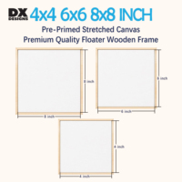 Toile tendue pré-primée DX Designs 16x20 pouces avec cadre en bois flottant de qualité supérieure pour la peinture, l'impression personnalisée et la décoration murale