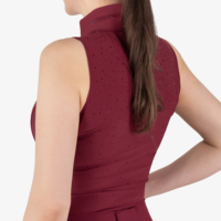 Vêtements d'équitation professionnels personnalisés pour femmes, rose baie, or, cristal, demi-zip, sans manches, sous-vêtement de base pour l'équitation
