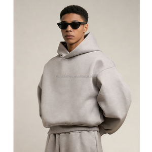 Custom Heavyweight 500gsm Drop Shoulder Hoodie Manufacturers Blank 3D foam print Cotton Cropped boxy fit Hoodies sweatshirts <b>men</b> - Product Image 1