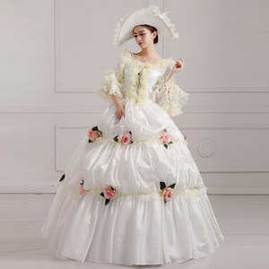 Ecoparto abito lungo Beige Halloween corte europea abito Royal Court Costume da donna regina Make up <span class=keywords><strong>abbigliamento</strong></span> da festa - Product Image 1