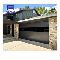 Porte de garage sectionnelle automatique extérieure OLAND moderne, coupe-vent, en acier 16x8, isolée en mousse PU, avec protection des doigts