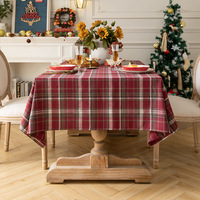 Housse de table basse, style vintage américain, classique britannique, rouge et vert à carreaux, nappe de Noël, nappe de fête, nappe française, luxe léger