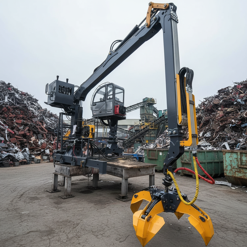 Folding Boom Crane with Hydraulic Grab