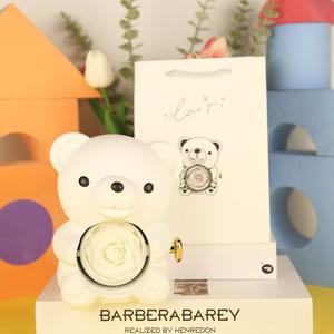 Caja de Joyería con Oso Giratorio de Flores Eternas, Caja para Anillos, Regalo de Navidad, Día de San Valentín, Regalo para Anillo, Collar, Caja de Regalo - Product Image 2