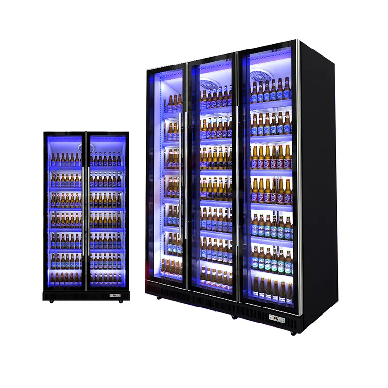 Refrigerador de puerta de vidrio para bebidas, refrigerador de bebida fría para Bar, supermercado, restaurante, salud verde