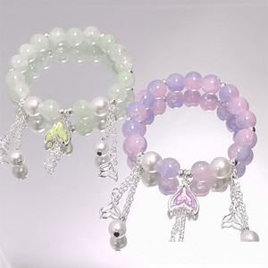 Pulsera de cuentas de cristal craquelado con diseño de cola de pez Fantasy Popcorn, joyería de cuentas para mujer, pulseras de cristal, brazaletes para niñas - Product Image 2