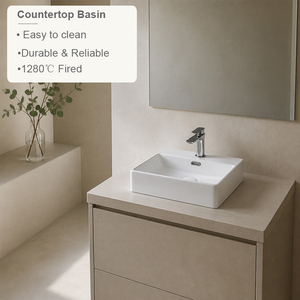 Servicio OEM: Lavabo de Cerámica Cuadrado para Baño de Hotel, Resistente a Altas Temperaturas - Product Image 2