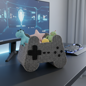 Panier <span class=keywords><strong>de</strong></span> Rangement Chic Fait Main Moderne en Corde <span class=keywords><strong>de</strong></span> Papier Tressée, Design Manette <span class=keywords><strong>de</strong></span> Jeu, pour la Maison - Product Image 4