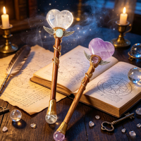 Vente en gros usine : Cystère magique en cristal naturel brut, pointe d'améthyste, baguette magique, ornement en cristal de guérison, décoration d'autel domestique, cadeau