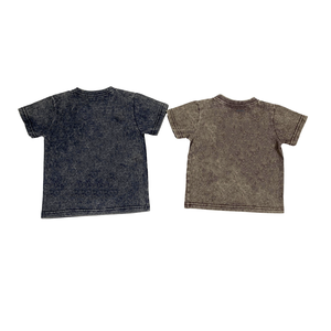 T-shirt estiva 100% in cotone retrò con pietra classica con lavaggio acido t-shirt per ragazzi e <span class=keywords><strong>ragazze</strong></span> marrone chiaro - Product Image 4