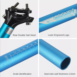 LUNJE 6061 Aluminium, taille et logo personnalisables, 300/350/400/450mm, <span class=keywords><strong>tige</strong></span> <span class=keywords><strong>de</strong></span> <span class=keywords><strong>selle</strong></span> <span class=keywords><strong>de</strong></span> <span class=keywords><strong>vélo</strong></span> à <span class=keywords><strong>suspension</strong></span> 25.4/27.2/28.6/30.4 - Product Image 2