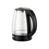Bouilloire électrique en verre borosilicate 2L, 1500W, bouilloire à ébullition rapide avec lumière bleue et couvercle intérieur en acier pour la cuisine à domicile