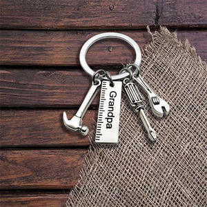 Ychon bricolage en gros porte-clés en métal personnalisé papa Papa grand-père <span class=keywords><strong>oncle</strong></span> cadeaux de fête des pères petite règle tournevis trousse à outils pendentif - Product Image 4
