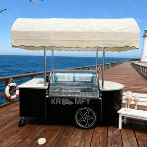 Ice Cream Food Truck Push Cart <b>Display</b> <b>Case</b> Ice Cream Trolley Gelato Cart Outdoor Flower Cart - Product Image 4