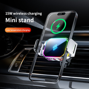 Nouveau support de chargeur de <span class=keywords><strong>voiture</strong></span> sans fil universel 15W, mini format, léger, multifonctionnel, avec rotation à 360° et lumière RGB lumineuse - Product Image 2