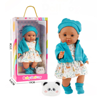 Niedliche 14 Zoll Vollvinyl-Babypuppe Kleinkindpuppe mit Gestrickter Kleidung Geschenkbox für Kinder Puppe mit Tasche
