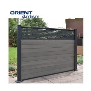 La barrière extérieure d'intimité de mur de WPC lambrisse le panneau composé en plastique en <span class=keywords><strong>bois</strong></span> noir <span class=keywords><strong>2m</strong></span> et les poteaux en aluminium - Product Image 1